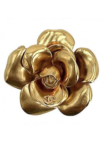 Chanel Chanel Brooch, Women's, Flower Camellia, Vintage Accessory, CHANEL GP 99P Gold, Approx. 21.8g, 1999 (view 1)