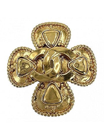 Chanel Chanel brooch for women, clover design, Coco Mark, vintage accessory, CHANEL GP 96A gold, approximately 31.7g, 1996. (view 1)