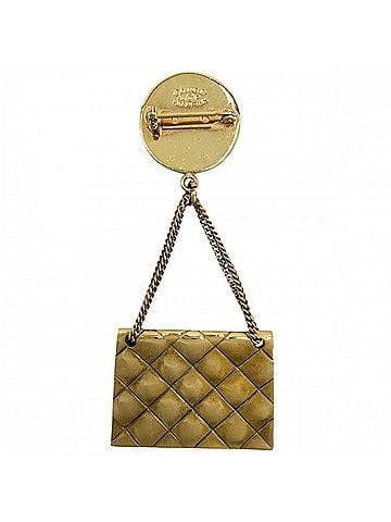 Chanel Chanel Brooch for Women, Matelassé Bag Motif, Coco Mark, Swing Accessory, Vintage, CHANEL GP 94P Gold, Approx. 19.2g, 1994 (view 2)