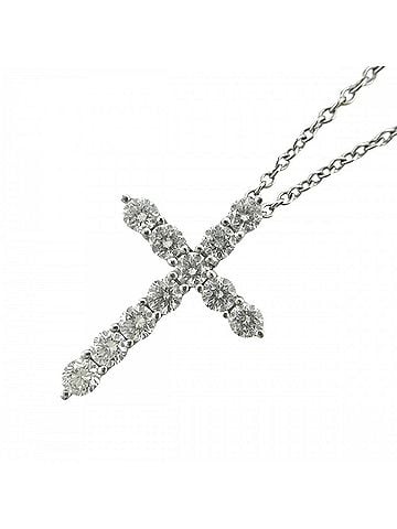 Tiffany & Co. Tiffany &amp; Co. Women's Cross Pendant Necklace, Small Accessory, Platinum 950, Diamond, Approx. 3.3g (view 1)