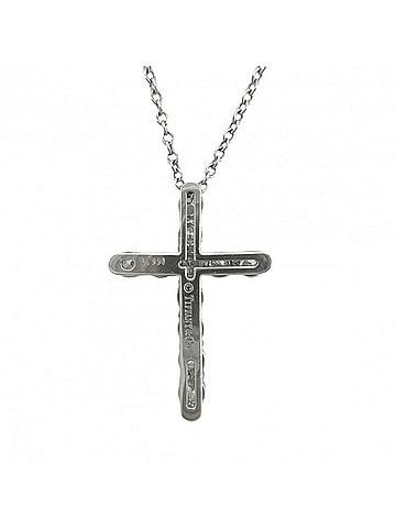 Tiffany & Co. Tiffany &amp; Co. Women's Cross Pendant Necklace, Small Accessory, Platinum 950, Diamond, Approx. 3.3g (view 2)