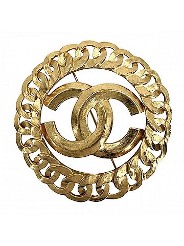 Chanel Chanel Brooch for Women, Coco Mark, Vintage, Round, CHANEL GP 96P Gold, Approx. 21.7g, 1996 (view 1)