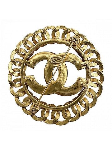 Chanel Chanel Brooch for Women, Coco Mark, Vintage, Round, CHANEL GP 96P Gold, Approx. 21.7g, 1996 (view 2)
