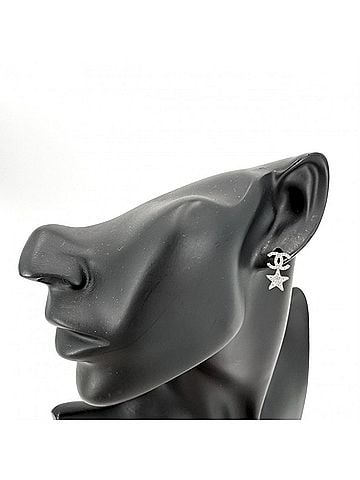 Chanel Chanel Earrings for Women, Coco Mark Star Accessory, Rhinestone, B20P, Silver, Approx. 2.3g, 2020 (view 2)