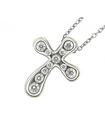 Tiffany & Co. Tiffany &amp; Co. Elsa Peretti Small Cross Necklace for Women, Platinum 950, Diamond, Approx. 6.6g (view 1)