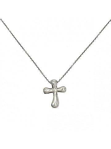 Tiffany & Co. Tiffany &amp; Co. Elsa Peretti Small Cross Necklace for Women, Platinum 950, Diamond, Approx. 6.6g (view 2)