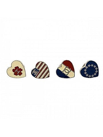 Chanel Chanel Brooch for Women, Coco Mark, Flag, Vintage Heart, CHANEL 03A, White, Blue, Approx. 3.7g (per brooch), 2003 (view 1)