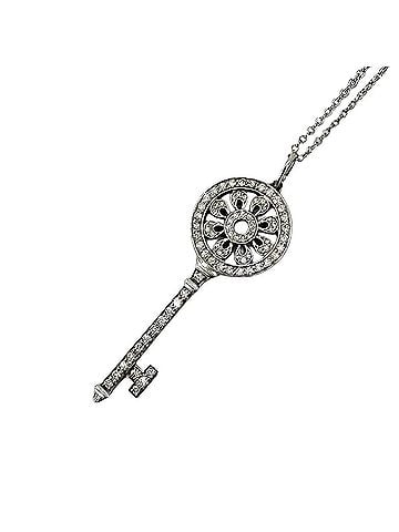 Tiffany & Co. Tiffany &amp; Co. Petal Key Necklace for Women, 18K White Gold (Au750) and Platinum (Pt950), Diamond Pendant, Approx. 6.8g (view 1)