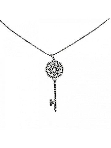 Tiffany & Co. Tiffany &amp; Co. Petal Key Necklace for Women, 18K White Gold (Au750) and Platinum (Pt950), Diamond Pendant, Approx. 6.8g (view 2)
