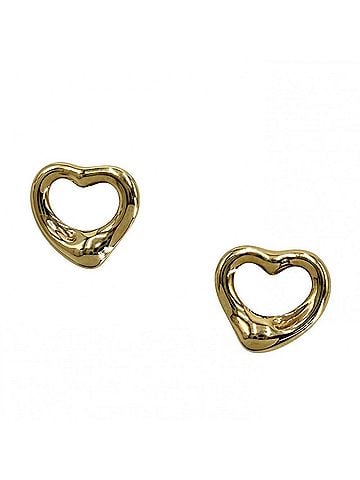 Tiffany & Co. Tiffany &amp; Co. Women's Elsa Peretti Open Heart Stud Earrings, Jewelry, Accessories, 18K Yellow Gold (Au750), Item No. 60018073, Approx. 2.9g (view 1)