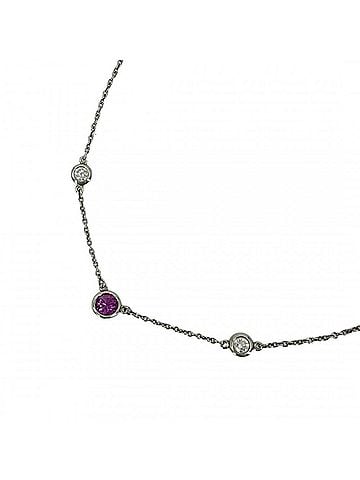 Tiffany & Co. Tiffany &amp; Co. Elsa Peretti Color by the Yard Necklace for Women, Platinum 950, Pink Sapphire, Approx. 2.9g (view 1)