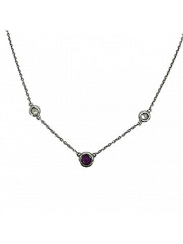 Tiffany & Co. Tiffany &amp; Co. Elsa Peretti Color by the Yard Necklace for Women, Platinum 950, Pink Sapphire, Approx. 2.9g (view 2)