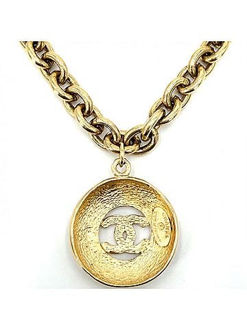 Chanel Chanel Necklace for Women, Coco Mark, Round, Gold, Vintage Style, Approx. 68.5g (view 2)