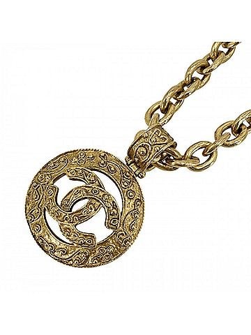 Chanel Chanel Women's Long Necklace, Round Coco Mark Vintage Pendant, Accessory, CHANEL GP 94A Gold Hardware, Approx. 143.9g, 1994 (view 1)