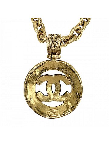 Chanel Chanel Women's Long Necklace, Round Coco Mark Vintage Pendant, Accessory, CHANEL GP 94A Gold Hardware, Approx. 143.9g, 1994 (view 2)