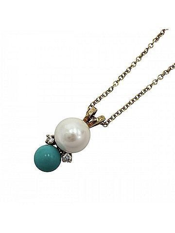 Tiffany & Co. Tiffany &amp; Co. Women's Gemstone Pearl Necklace, 18K Yellow Gold, Blue Pearl, Approx. 2.8g (view 1)