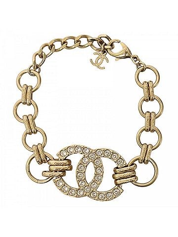 Chanel Chanel bracelet for women, Coco Mark design, adjustable clasp, CHANEL GP rhinestone, F24B gold, approximately 23.3g, 2024 model. (view 1)