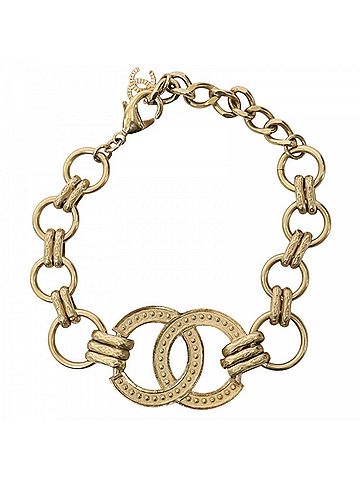 Chanel Chanel bracelet for women, Coco Mark design, adjustable clasp, CHANEL GP rhinestone, F24B gold, approximately 23.3g, 2024 model. (view 2)