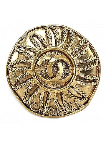 Chanel Chanel Brooch, Women's, Round, Coco Mark, Vintage Accessory, CHANEL GP 94A Gold, Approx. 40.4g, 1994 (view 1)