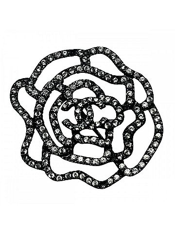 Chanel Chanel Brooch for Women, Rose Coco Mark, Vintage, Rhinestone, Gunmetal, Approx. 13.5g, 2000 (view 1)