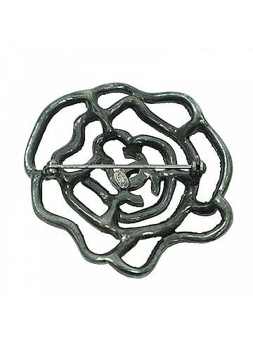 Chanel Chanel Brooch for Women, Rose Coco Mark, Vintage, Rhinestone, Gunmetal, Approx. 13.5g, 2000 (view 2)