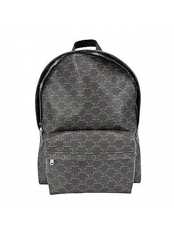 Céline Celine medium-sized backpack for men and women, shoulder bag style, CELINE 188382BOV, calfskin Triomphe canvas, brown, black, silver hardware. (view 1)
