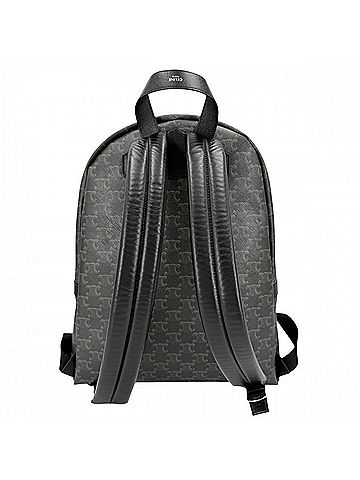 Céline Celine medium-sized backpack for men and women, shoulder bag style, CELINE 188382BOV, calfskin Triomphe canvas, brown, black, silver hardware. (view 2)