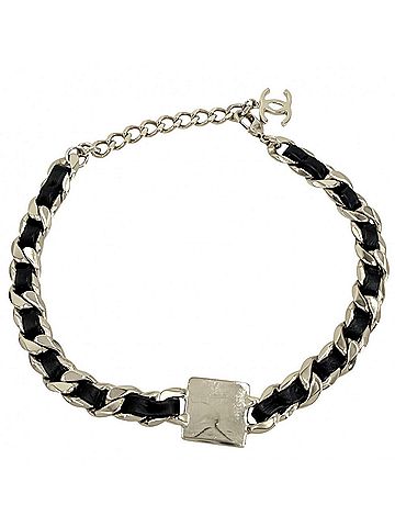 Chanel Chanel Choker for Women, Coco Mark Chain Accessory Necklace with Adjustable Clasp, CHANEL GP Leather B21B, Gold/Black, Approx. 71.7g, 2021 Model (view 2)