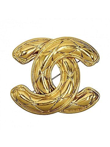 Chanel Chanel brooch for women, Matelassé design, Coco Mark, vintage accessory, CHANEL GP gold, approximately 37.2g (view 1)