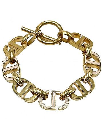 Christian Dior Christian Dior Dior Montaigne Bracelet for Women, Size 30, with Adjustable Clasp, Gold and Pink, Approx. 34.1g (view 1)