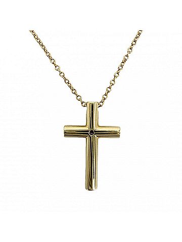 Tiffany & Co. Tiffany &amp; Co. Women's Cross Pendant Necklace, 18K Yellow Gold (Au750), 1 Diamond, Approx. 3.4g (view 2)