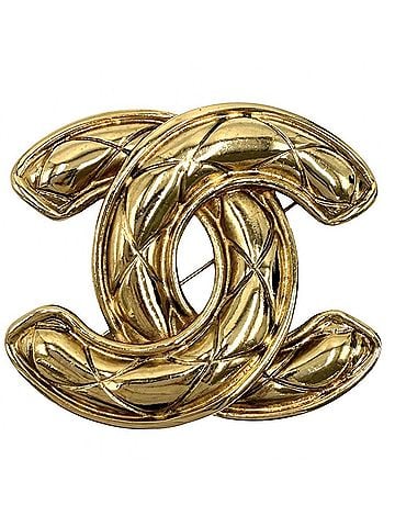 Chanel Chanel brooch for women, Matelassé design, Coco Mark, vintage accessory, CHANEL GP gold, approximately 36.7g (view 1)