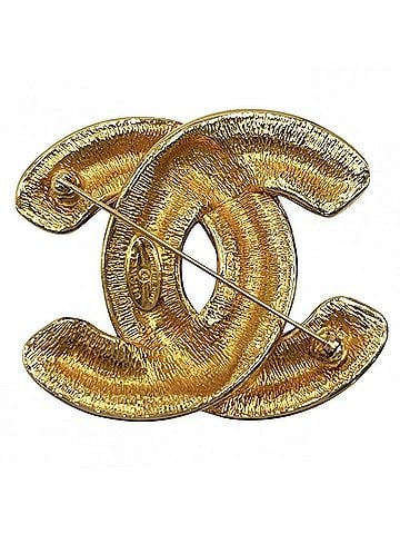 Chanel Chanel brooch for women, Matelassé design, Coco Mark, vintage accessory, CHANEL GP gold, approximately 36.7g (view 2)