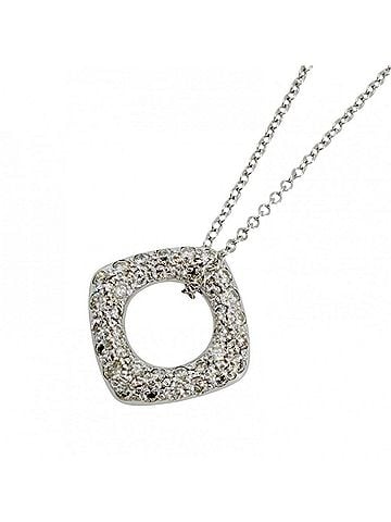 Tiffany & Co. Tiffany &amp; Co. Women's Necklace, Square Circle Design, 18K White Gold (Au750), Diamond, Approx. 3.3g (view 1)