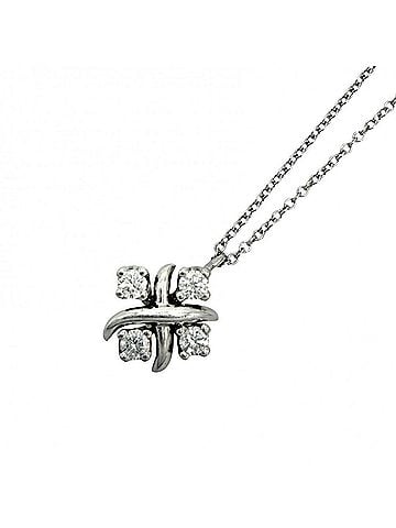 Tiffany & Co. Tiffany &amp; Co. Women's Necklace, Jean Schlumberger, Sixteen Stone by Tiffany, Cross Stitch Accessory, Jewelry, Pt950 Platinum, 0.21ct Diamond, 60022675, Approx. 4.4g (view 1)