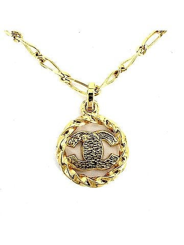 Chanel Chanel Necklace for Women, Coco Mark Circle, Vintage Chain, CHANEL GP Rhinestone, Gold, Approx. 8.0g, 1982 (view 2)