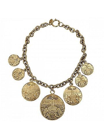 Chanel Chanel Necklace for Women, Coco Mark, Chain, Vintage Round Coin Motif, Medal Accessory, CHANEL GP Gold, Approx. 118.2g (view 1)