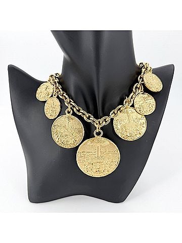 Chanel Chanel Necklace for Women, Coco Mark, Chain, Vintage Round Coin Motif, Medal Accessory, CHANEL GP Gold, Approx. 118.2g (view 2)