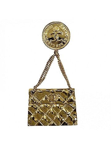 Chanel Chanel Brooch, Women's, Matelassé Bag Motif, Coco Mark, Vintage Accessory, CHANEL GP 2 6, Gold, Approx. 19.0g, 1991 (view 1)