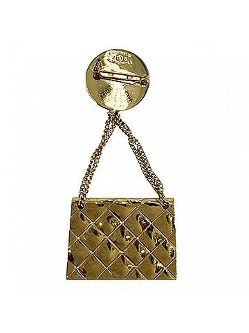 Chanel Chanel Brooch, Women's, Matelassé Bag Motif, Coco Mark, Vintage Accessory, CHANEL GP 2 6, Gold, Approx. 19.0g, 1991 (view 2)