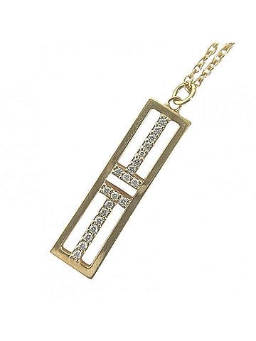 Tiffany & Co. Tiffany &amp; Co. T-Two Open Vertical Bar Pendant Necklace for Women, Adjustable, 18K Yellow Gold (Au750), Diamond, Approx. 4.2g (view 1)