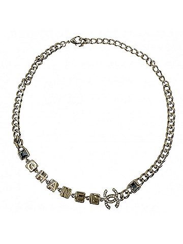 Chanel Chanel Necklace for Women, Adjustable, Coco Mark Logo Choker, CHANEL GP Rhinestone, I24C Gold, Approx. 44.5g, 2024 Model (view 1)