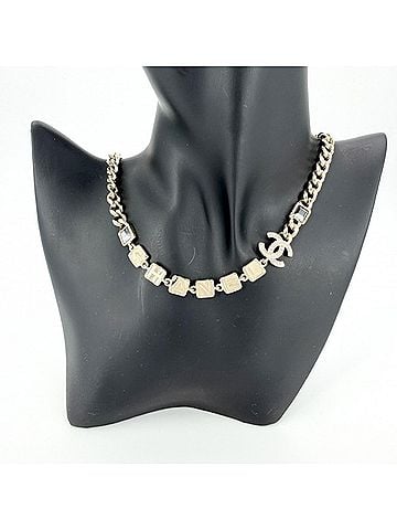Chanel Chanel Necklace for Women, Adjustable, Coco Mark Logo Choker, CHANEL GP Rhinestone, I24C Gold, Approx. 44.5g, 2024 Model (view 2)