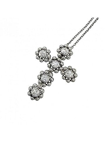 Tiffany & Co. Tiffany &amp; Co. Women's Cross Pendant Necklace, Jewelry, 18K White Gold (Au750), Diamond, Approx. 4.4g (view 1)