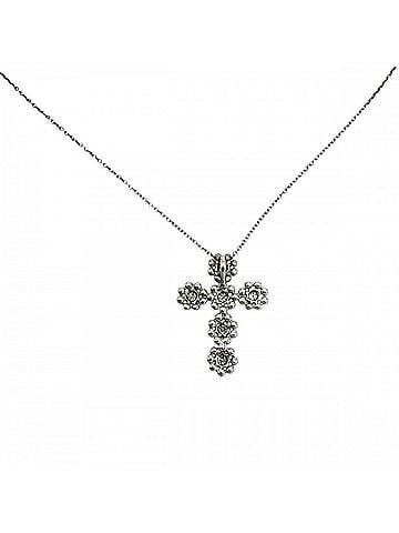 Tiffany & Co. Tiffany &amp; Co. Women's Cross Pendant Necklace, Jewelry, 18K White Gold (Au750), Diamond, Approx. 4.4g (view 2)