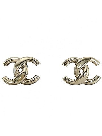 Chanel Chanel Earrings for Women, Coco Mark Design, Gold, Approx. 8.4g, 2025 Model. (view 1)