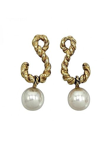 Tiffany & Co. Tiffany &amp; Co. Women's Twist Earrings, 18K Yellow Gold (Au750), Pearl, Approx. 5.9g (view 1)