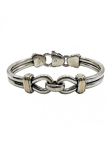 Tiffany & Co. Tiffany &amp; Co. Men's Double Loop Bangle Bracelet, Jewelry Accessory, 18K Yellow Gold (Au750), Sterling Silver (925), Approx. 43.3g (view 1)