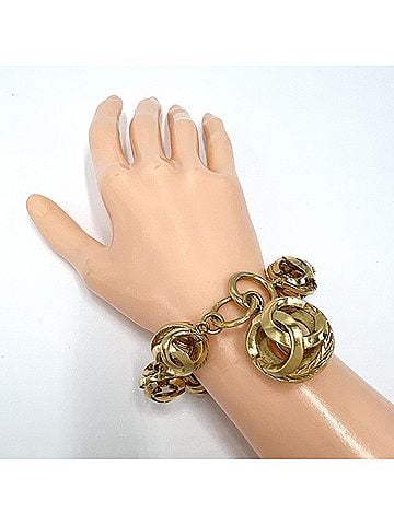 Chanel Chanel bracelet for women, featuring the Coco Mark and Circle design, vintage style, CHANEL GP finish, approximately 53.9g. (view 2)