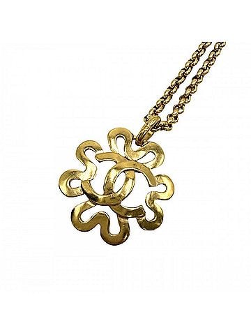 Chanel Chanel Women's Vintage Flower Coco Mark Necklace, Gold Long CHANEL GP 95P, Approx. 50.6g, 1995 (view 1)